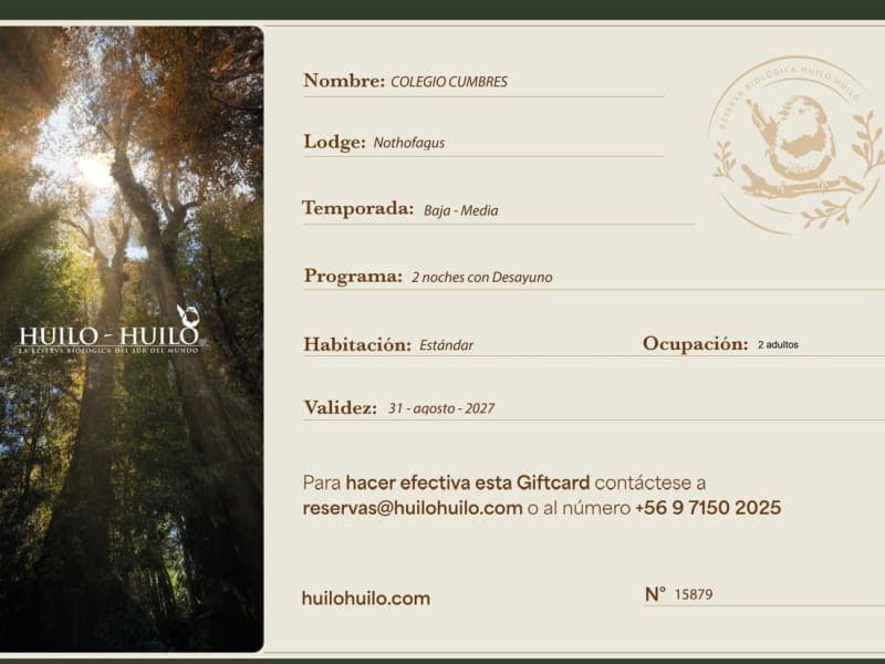 2 noches en Hotel Nothafagus Huilo Huilo
